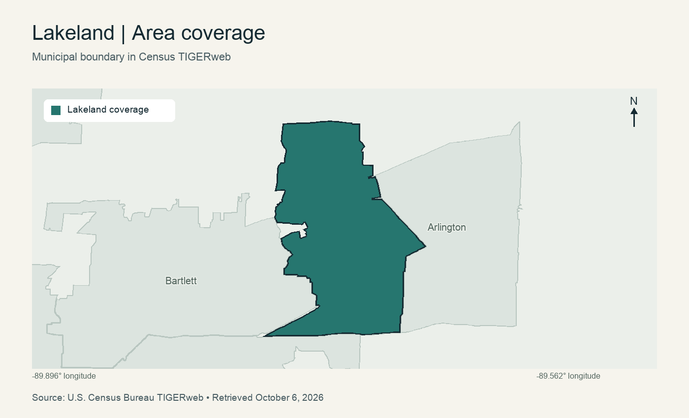 Lakeland municipal coverage highlighted in teal
